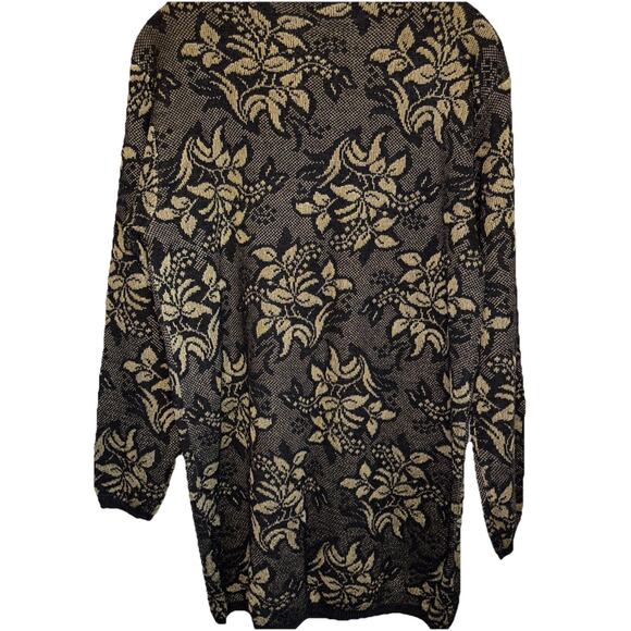 Dana Buchman Small Wool + Rayon Black & Gold Floral Pullover Sweater - Picture 2 of 9